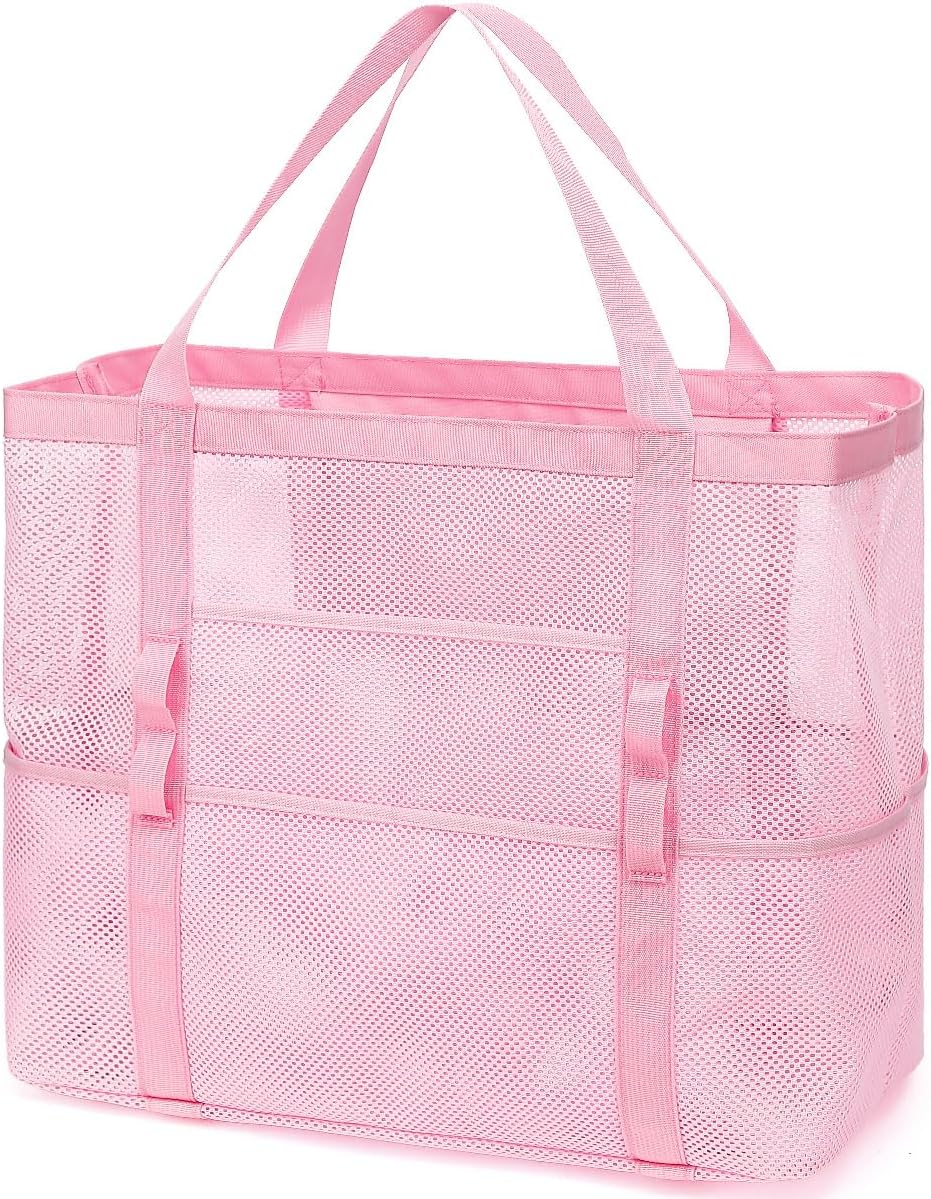 Buy 1, Get 1 FREE – Extra-Large Clear Mesh Beach Bag with 8 Pockets – ClearWave
