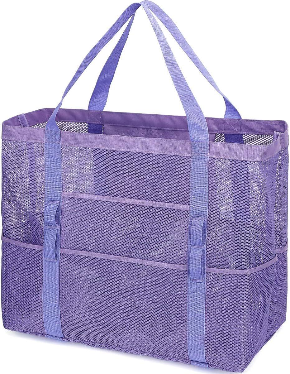 Buy 1, Get 1 FREE – Extra-Large Clear Mesh Beach Bag with 8 Pockets – ClearWave