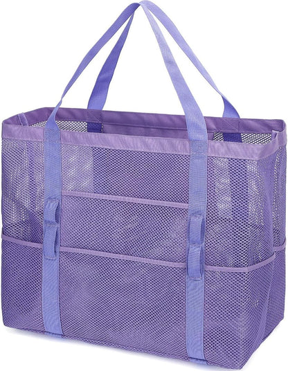 Buy 1, Get 1 FREE – Extra-Large Clear Mesh Beach Bag with 8 Pockets – ClearWave