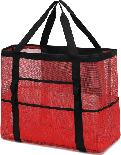 Buy 1, Get 1 FREE – Extra-Large Clear Mesh Beach Bag with 8 Pockets – ClearWave