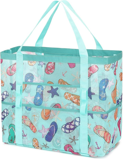 Buy 1, Get 1 FREE – Extra-Large Clear Mesh Beach Bag with 8 Pockets – ClearWave