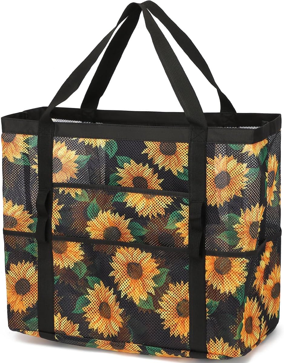 Buy 1, Get 1 FREE – Extra-Large Clear Mesh Beach Bag with 8 Pockets – ClearWave