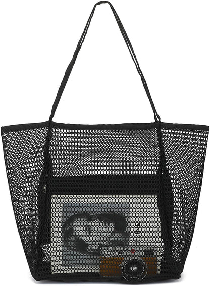 Buy 1, Get 1 FREE – Extra-Large Clear Mesh Beach Bag with 8 Pockets – ClearWave