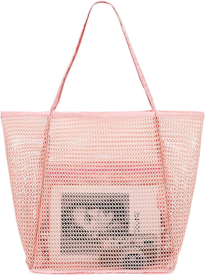 Buy 1, Get 1 FREE – Extra-Large Clear Mesh Beach Bag with 8 Pockets – ClearWave