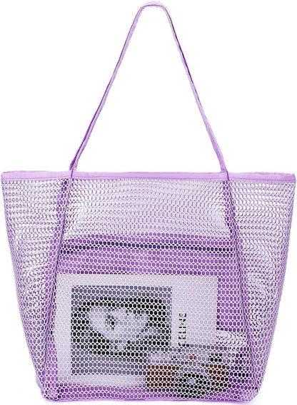 Buy 1, Get 1 FREE – Extra-Large Clear Mesh Beach Bag with 8 Pockets – ClearWave