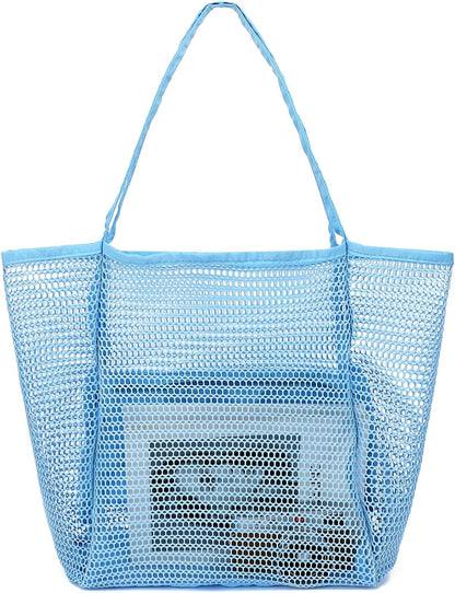 Buy 1, Get 1 FREE – Extra-Large Clear Mesh Beach Bag with 8 Pockets – ClearWave