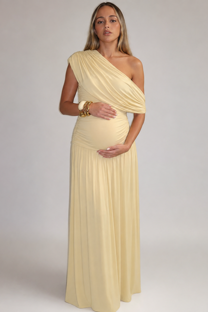 Asymmetric Maternity Maxi Dress for Wedding Guest & Occasion Wear 1