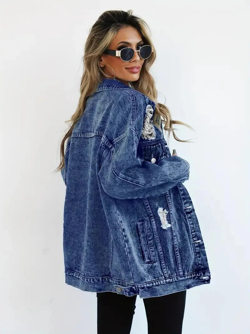 Waterproof & Lined Oversized Women's Hooded Denim Jacket – Autumn Magic Talia