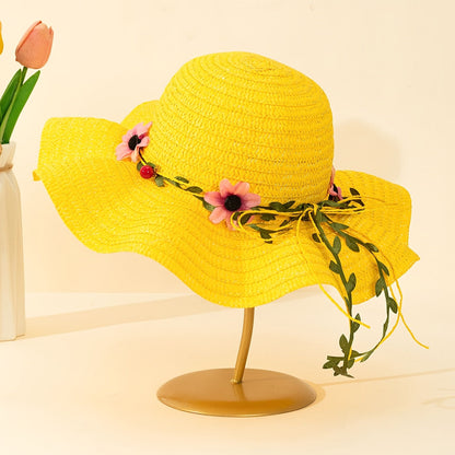 Ladies' summer straw hat with flower and fruit details – Solène