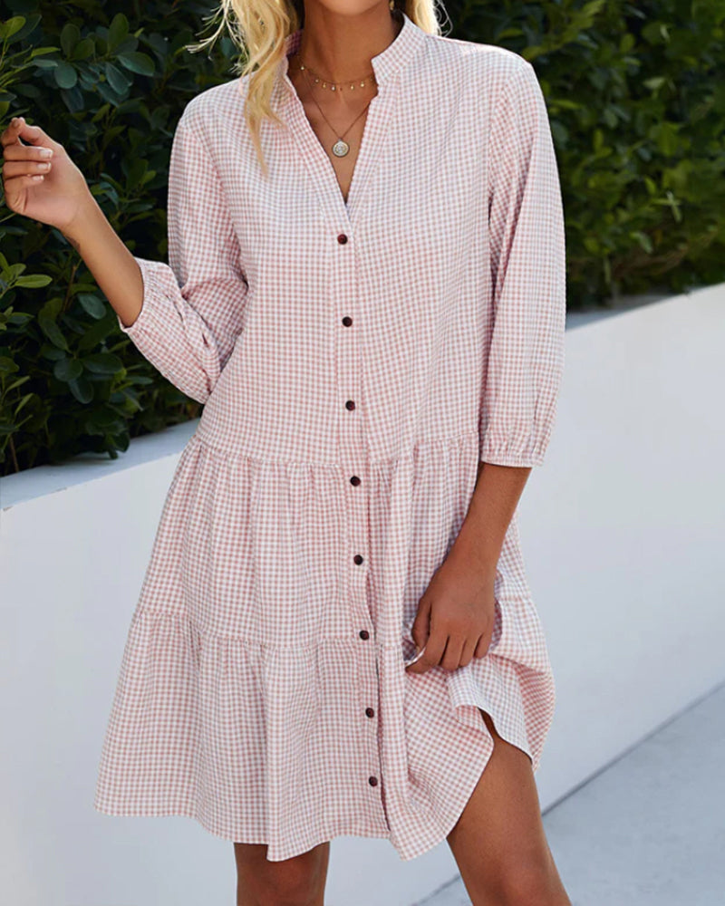 Light A-line summer dress with check pattern – Juliette