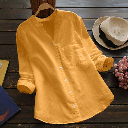 Autumn cotton-linen women's blouse – Maëlle
