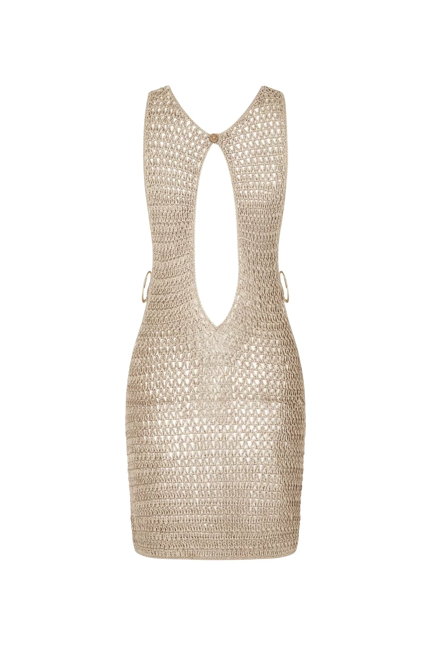 Beige knitted, semi-sheer beach dress with an airy design – Kaïa
