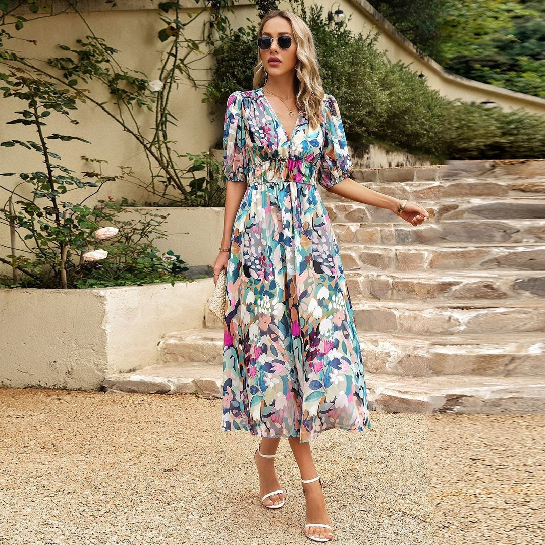 Autumn dress with V-neck – Sophie