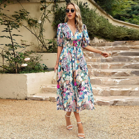 Autumn dress with V-neck – Sophie