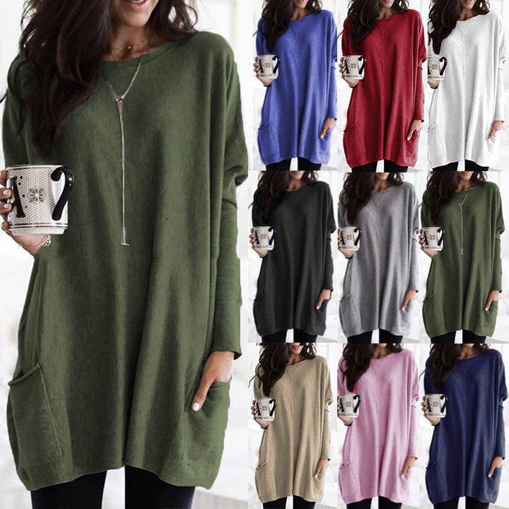 Oversized women's autumn sweater with pockets – Yara