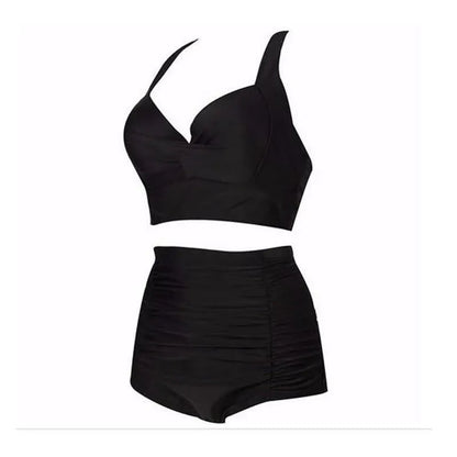 Black bikini set with halterneck top and high-waisted bottoms – Alina