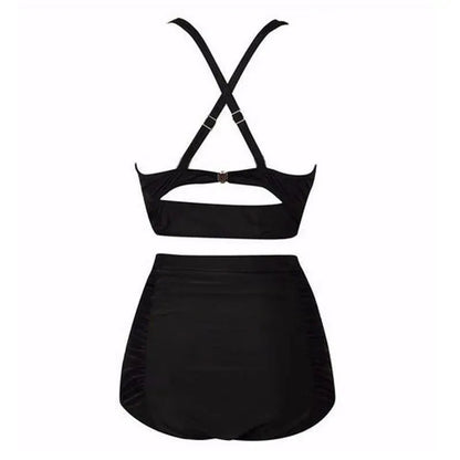 Black bikini set with halterneck top and high-waisted bottoms – Alina