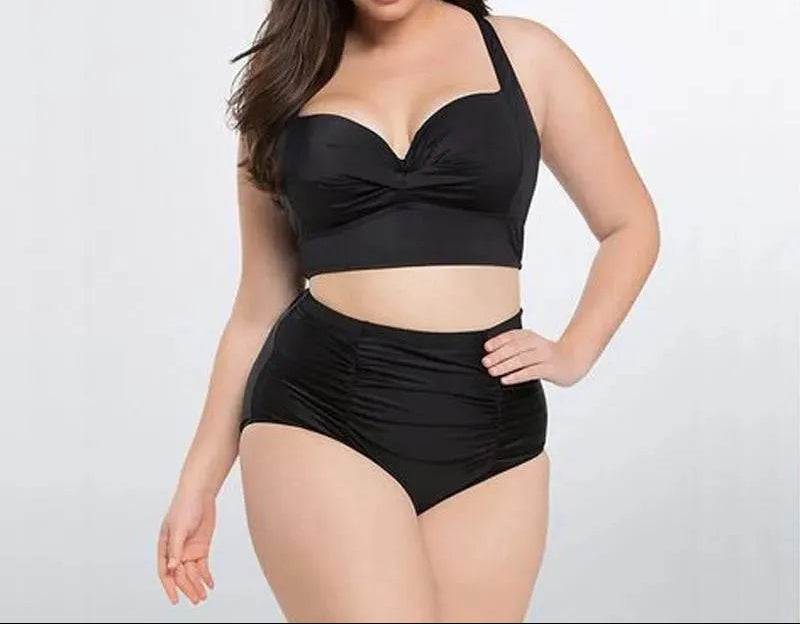 Black bikini set with halterneck top and high-waisted bottoms – Alina