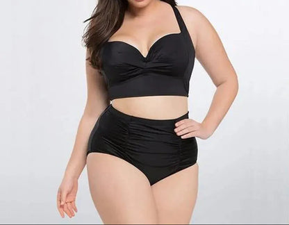 Black bikini set with halterneck top and high-waisted bottoms – Alina