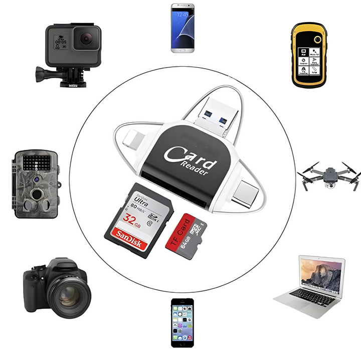 4-in-1 SD & TF Card Reader - FlexPort