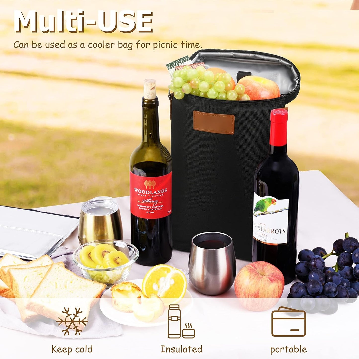 Insulated Double Wine Bottle Carrier – Buy 1, Get 1 FREE – ChillMate