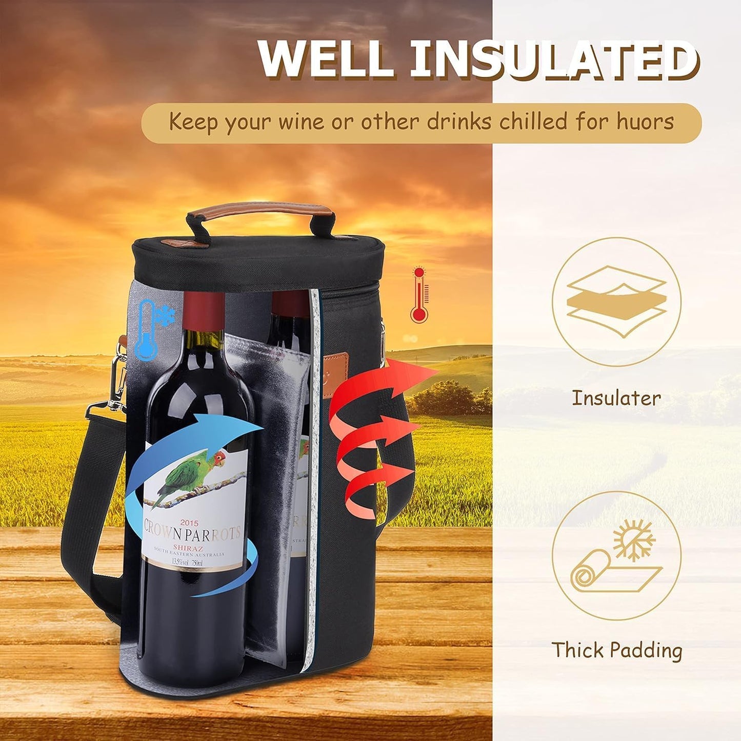 Insulated Double Wine Bottle Carrier – Buy 1, Get 1 FREE – ChillMate