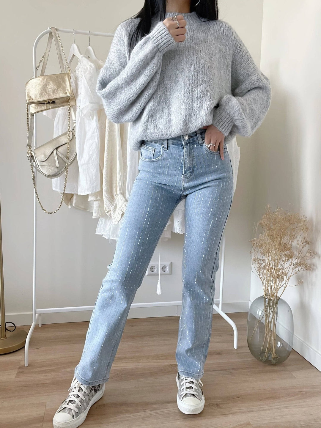 Ladies Glitter Jeans for a Sparkling Look - Jade