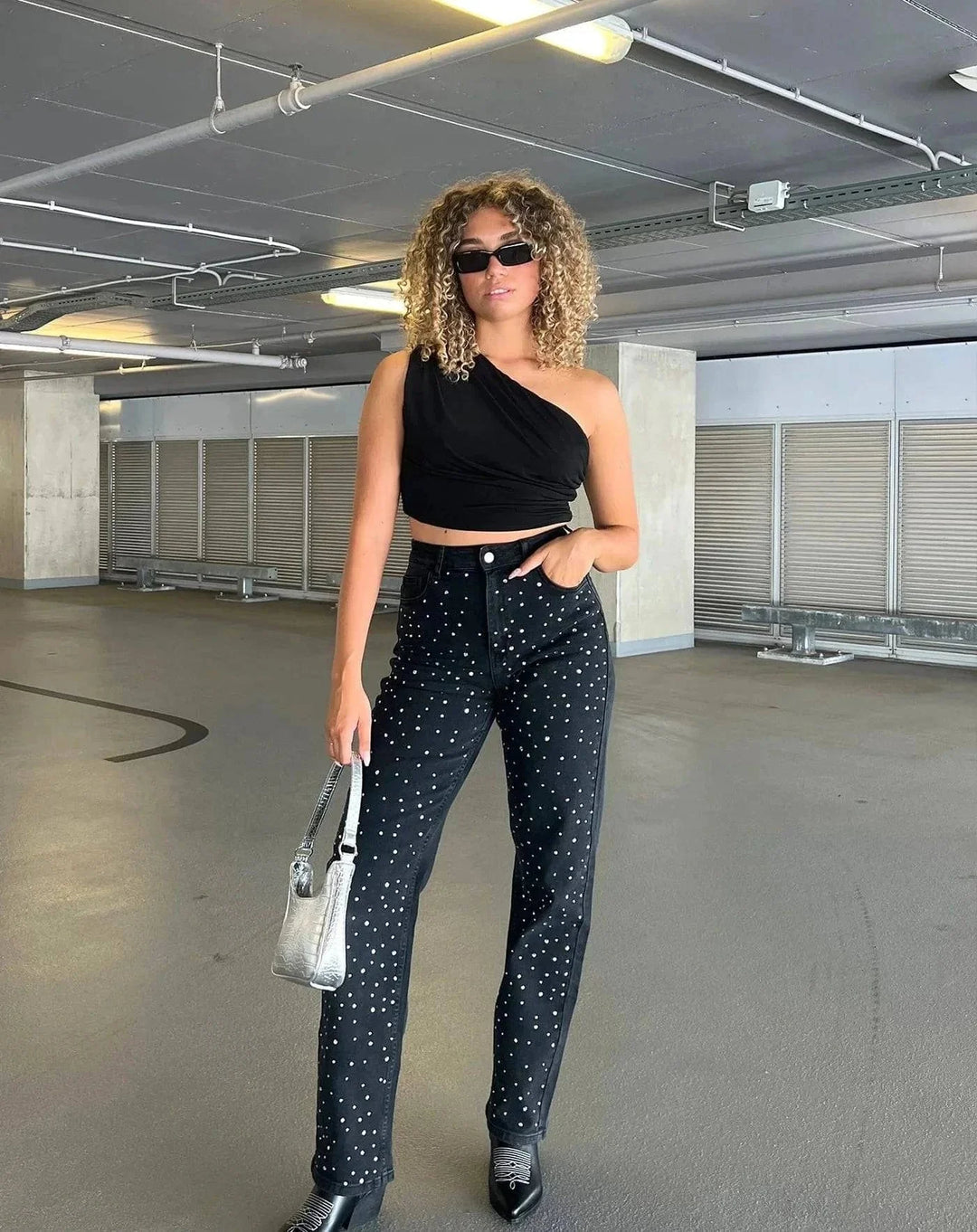 Ladies Glitter Jeans for a Sparkling Look - Jade