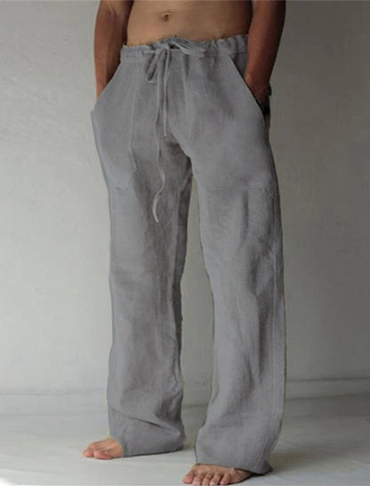 Casual men's linen trousers with a wide cut for summer – Elias