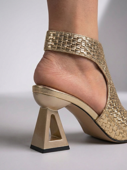 Elegant Woven Open-Toe Sandals with Sculpted Heel 7