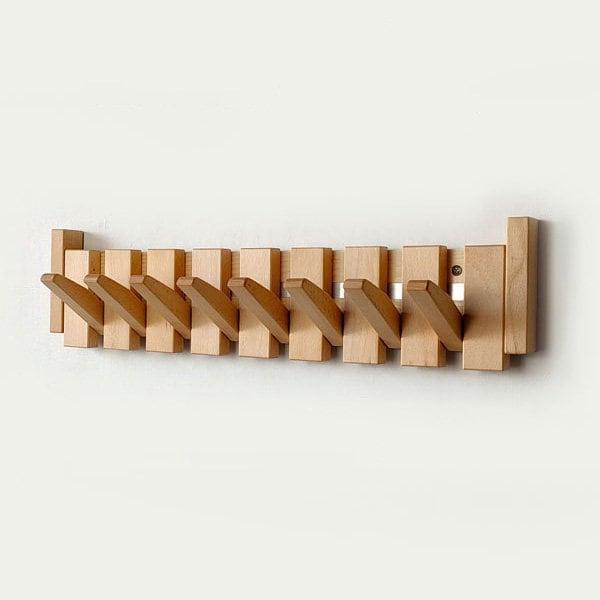Light natural wood version with every hook folded out at an angle, showing the full row of hooks 6