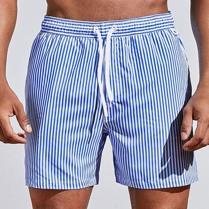 Men's Striped Swim Shorts with Drawstring Waist 8