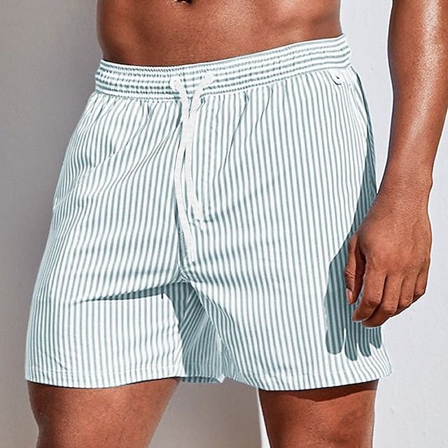 Men's Striped Swim Shorts with Drawstring Waist 4