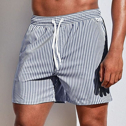 Men's Striped Swim Shorts with Drawstring Waist 7