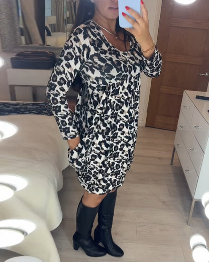 Autumn dress with leopard print – Leona