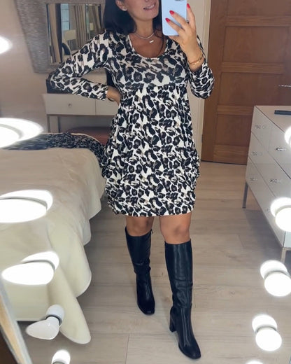 Autumn dress with leopard print – Leona