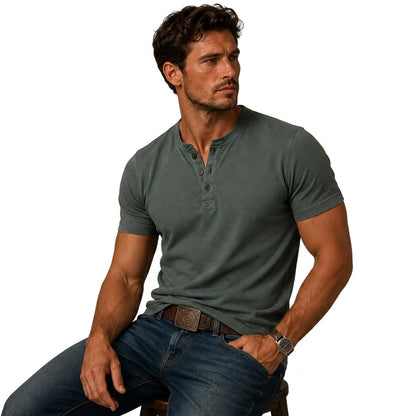 Men's Short Sleeve Top with Three-Button Placket 5
