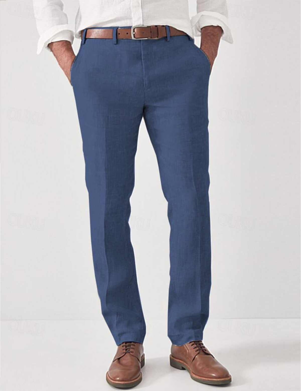 Men's Linen Pants with Belt Loops 4
