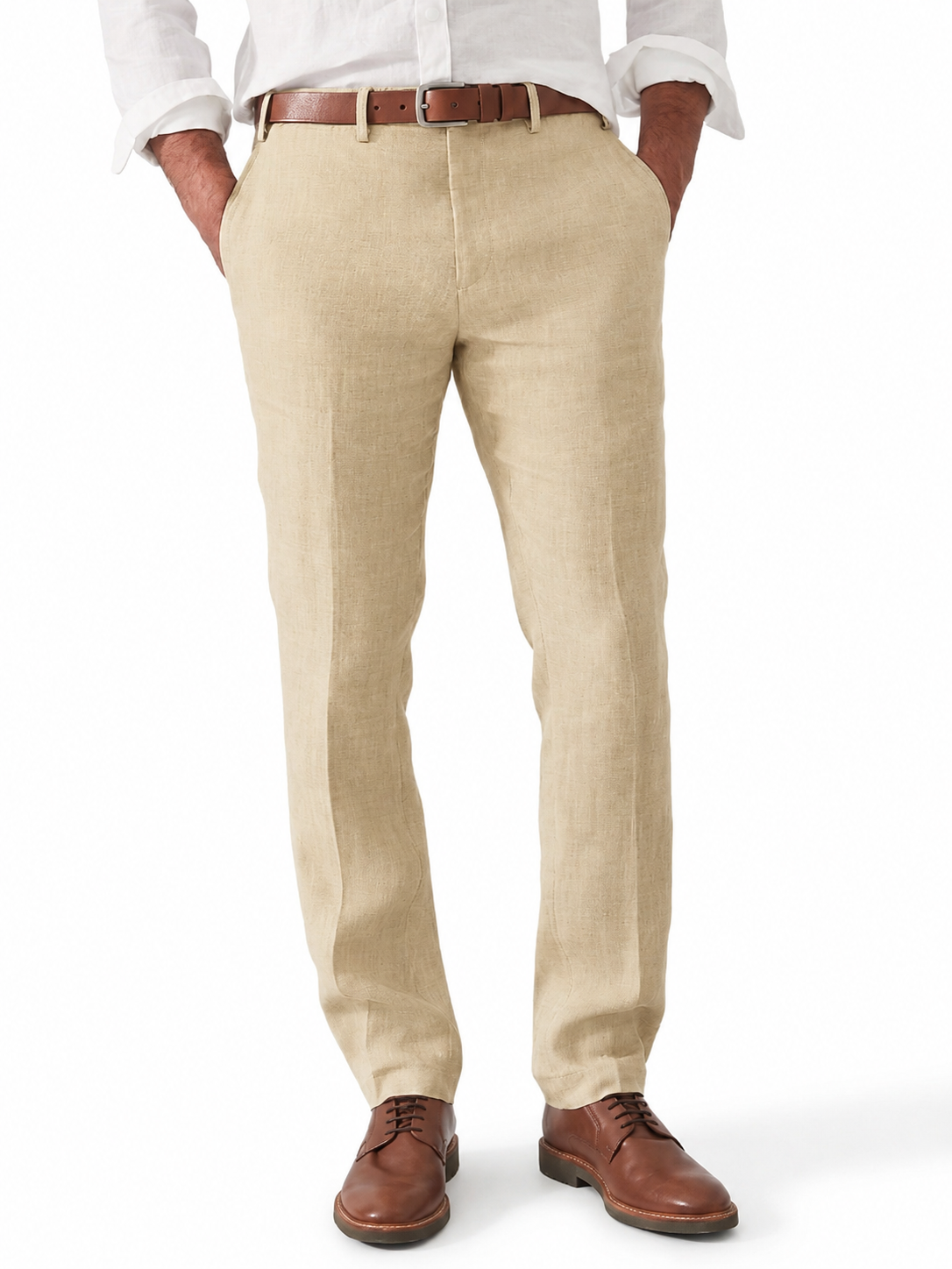 Men's Linen Pants with Belt Loops 1