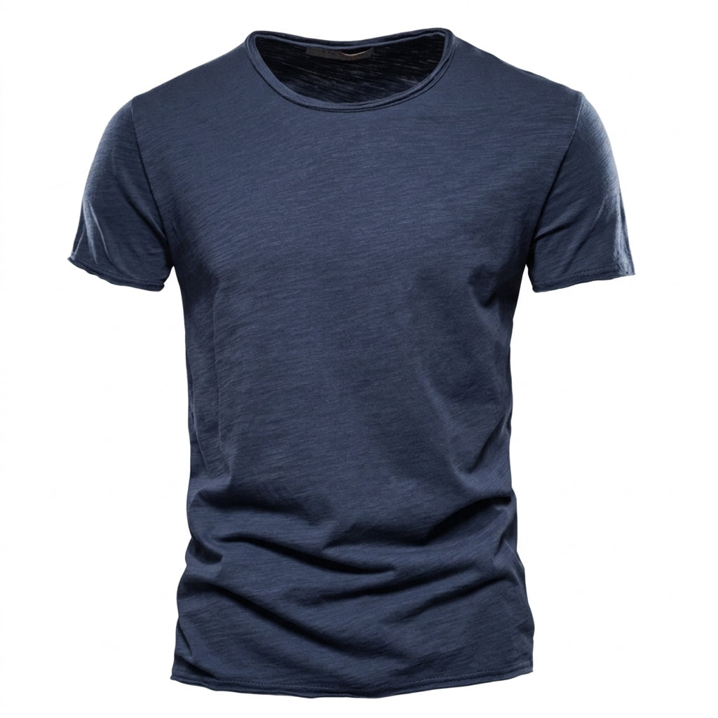 Men's Crew Neck T-Shirt with Slub Yarn Texture 2