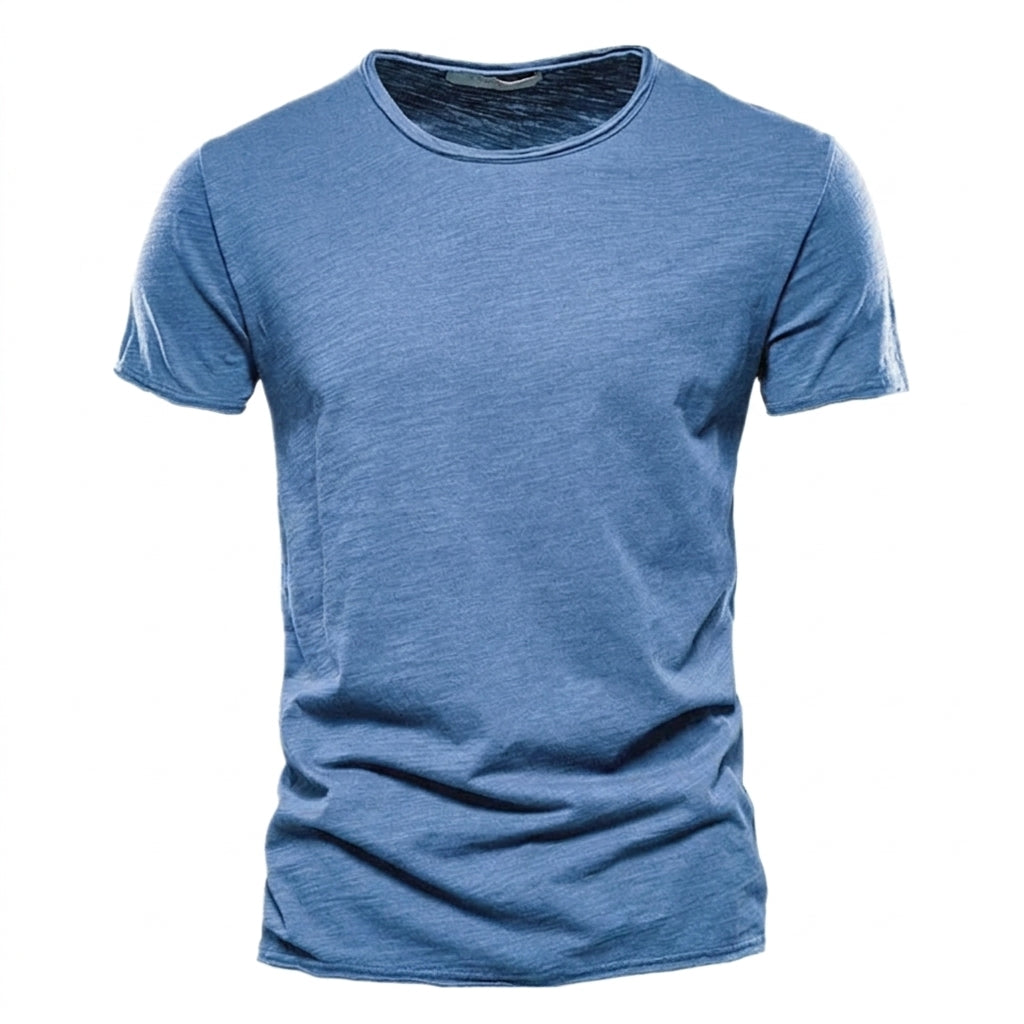 Men's Crew Neck T-Shirt with Slub Yarn Texture 1