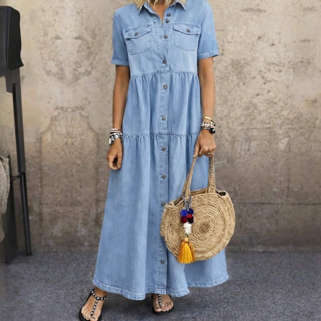 Denim Print Midi Dress 1