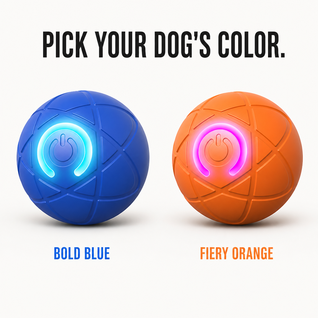 Two balls side by side, one blue with cyan glow and one orange with pink glow 8