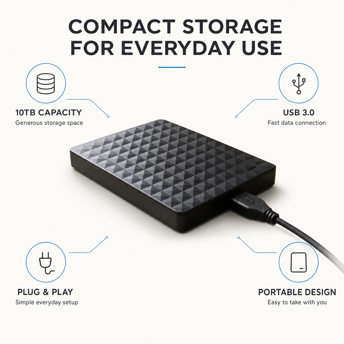 External HDD 10TB – Portable USB 3.0 Hard Drive for Files & Backups 3