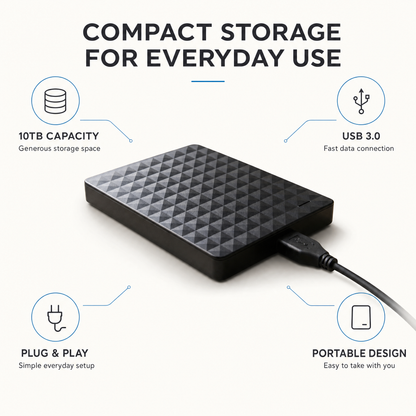 External HDD 10TB – Portable USB 3.0 Hard Drive for Files & Backups 3