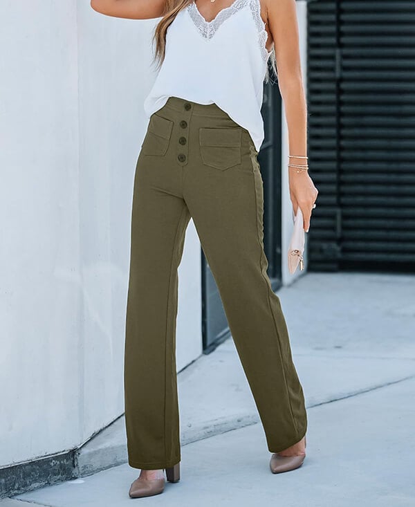 Elastic High Waist Women's Trousers - Isabeau