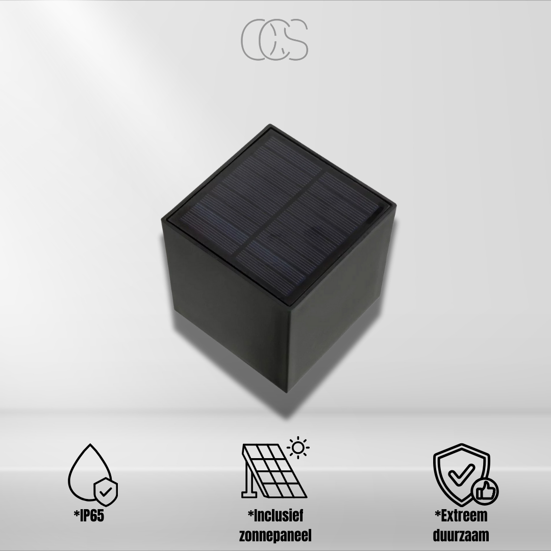 Luxe LED Solar Wall Light | Wireless IP65 Outdoor | Black 6
