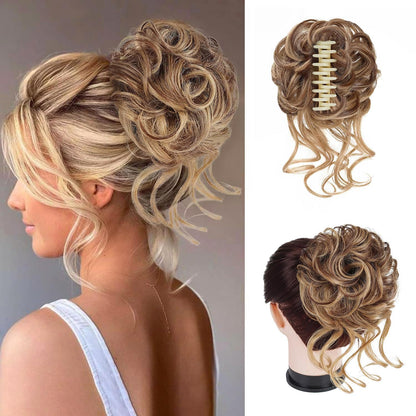 Clip with Hair Extension for Wavy Bun – CurlClip