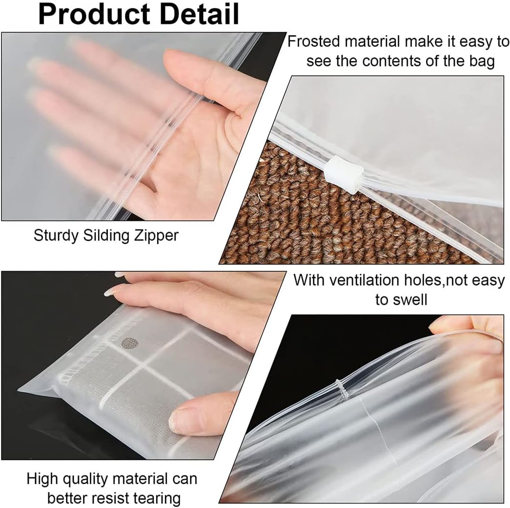 Reusable frosted zip-top bags – pack of 40 clothes storage bags with ventilation holes (Buy 1, get 1 FREE)