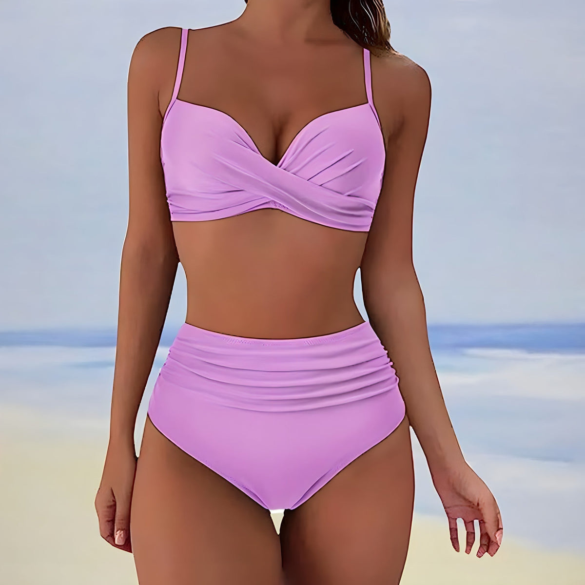 Trendy high-waist bikini with a comfortable fit – Eula